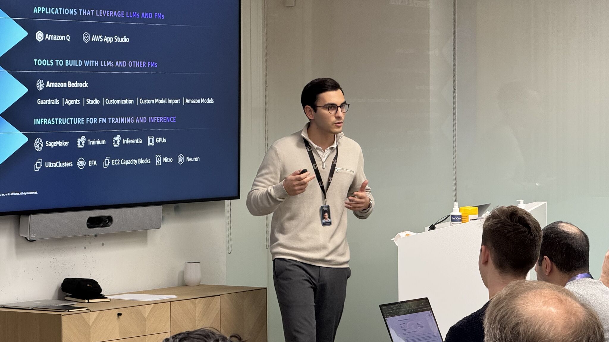 Otis Antoniou presenting a generative AI architecture session at Transforming Financial Services.